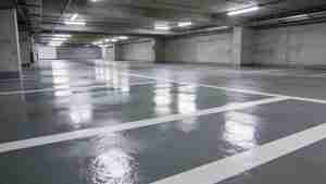Epoxy flooring in a modern indoor parking garage highlighting durability and aesthetics