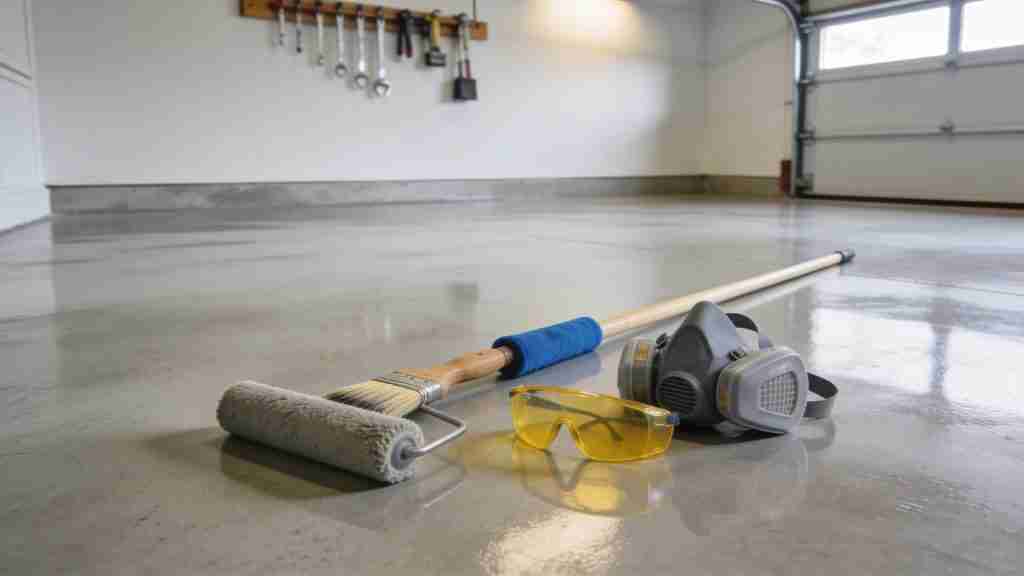 Modern garage floor with polyurea and polyaspartic coatings showcasing durability and aesthetic appeal